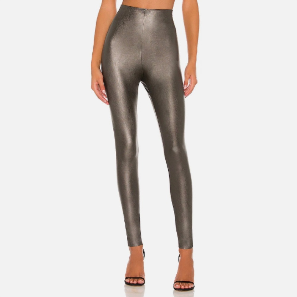 Commando Faux Leather High Rise Leggings Size Small Pewter Metallic Revolve